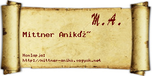 Mittner Anikó névjegykártya
